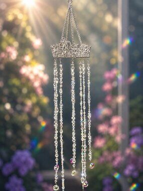 REIMAGINED Crystal Crown Sun Catcher AB Crystals Rhinestones  Glass Hanging NWT